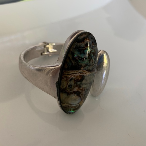 RLM Soho Robert Lee Morris Abalone Shell Hinged Cuff Bracelet - Picture 1 of 6